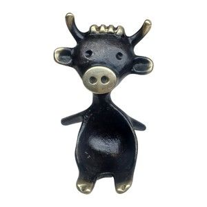 Walter Bosse Vintage MCM Austrian 1960s Brass Cow Candle Holder Egg Cup Trinket